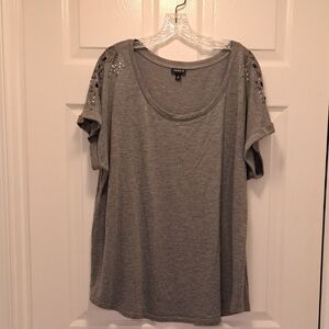 Torrid Gray Short Sleeve Top with Embellishments